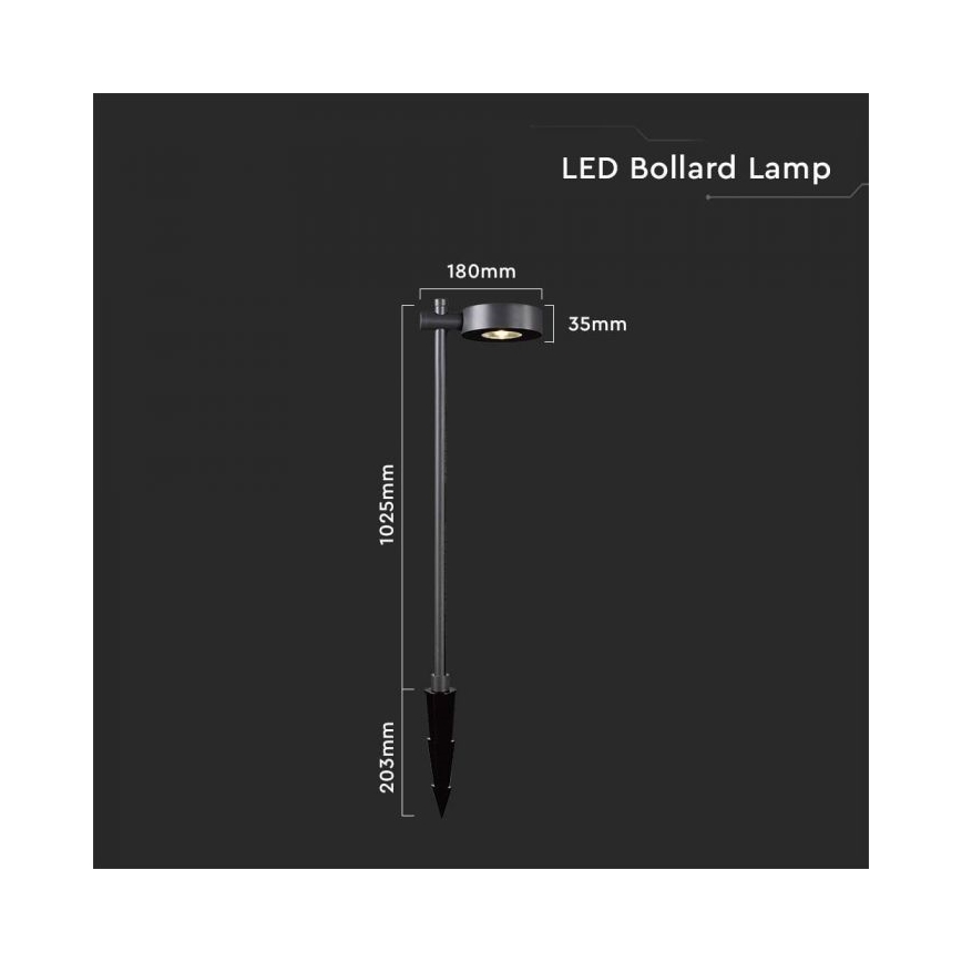 LED Vanjska lampa LED/7W/230V 4000K IP65 crna 102 cm