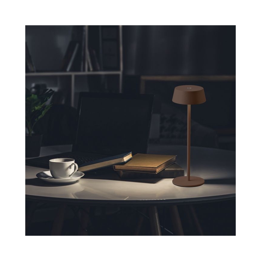 LED Vanjska prigušiva punjiva stolna lampa na dodir LED/2W/5V 4400 mAh IP54 smeđa