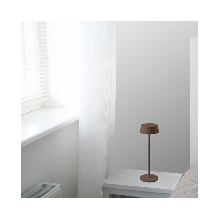 LED Vanjska prigušiva punjiva stolna lampa na dodir LED/2W/5V 4400 mAh IP54 smeđa