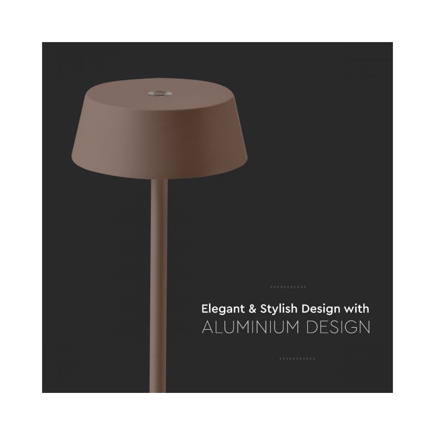LED Vanjska prigušiva punjiva stolna lampa na dodir LED/2W/5V 4400 mAh IP54 smeđa