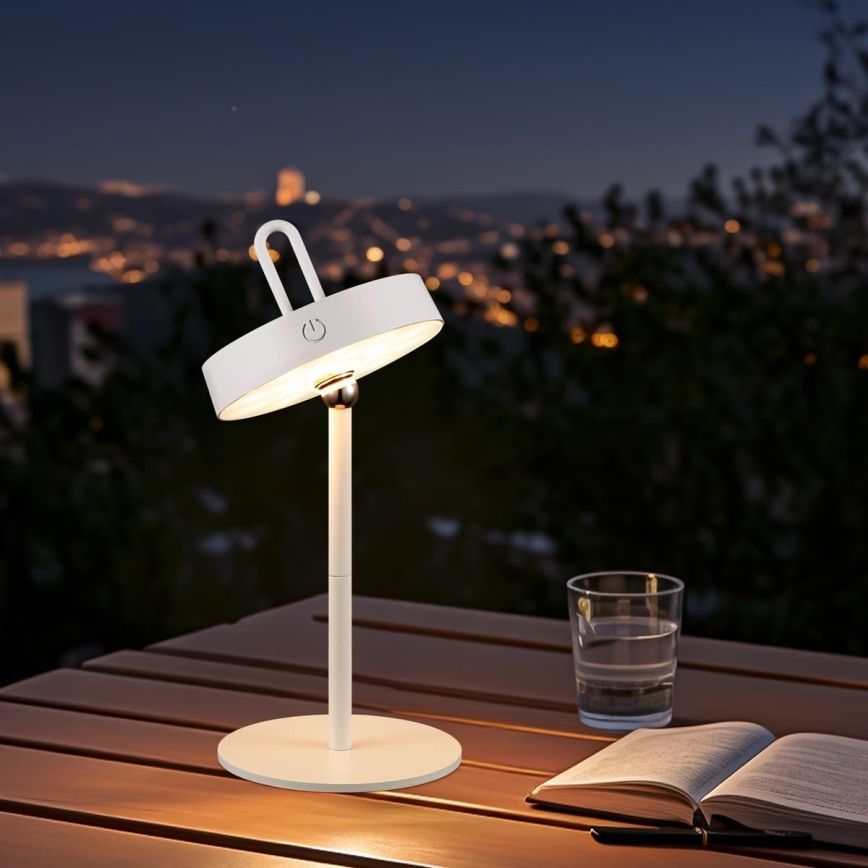LED vanjska punjiva stolna lampa na dodir s mogućnošću prigušivanja GENTLE LED/1,5W/3,7V 3000 mAh IP44 bijela