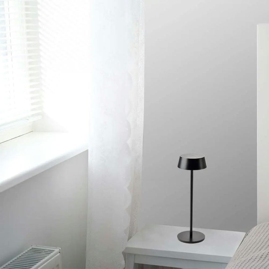 LED Vanjska stolna lampa na dodir s mogućnošću prigušivanja, punjiva, LED/2W/5V, 4400 mAh, IP54, crna