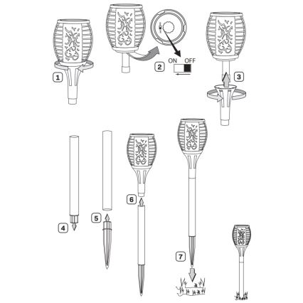 LED Vanjska solarna lampa FUEGO BIG LED/1,2V IP44