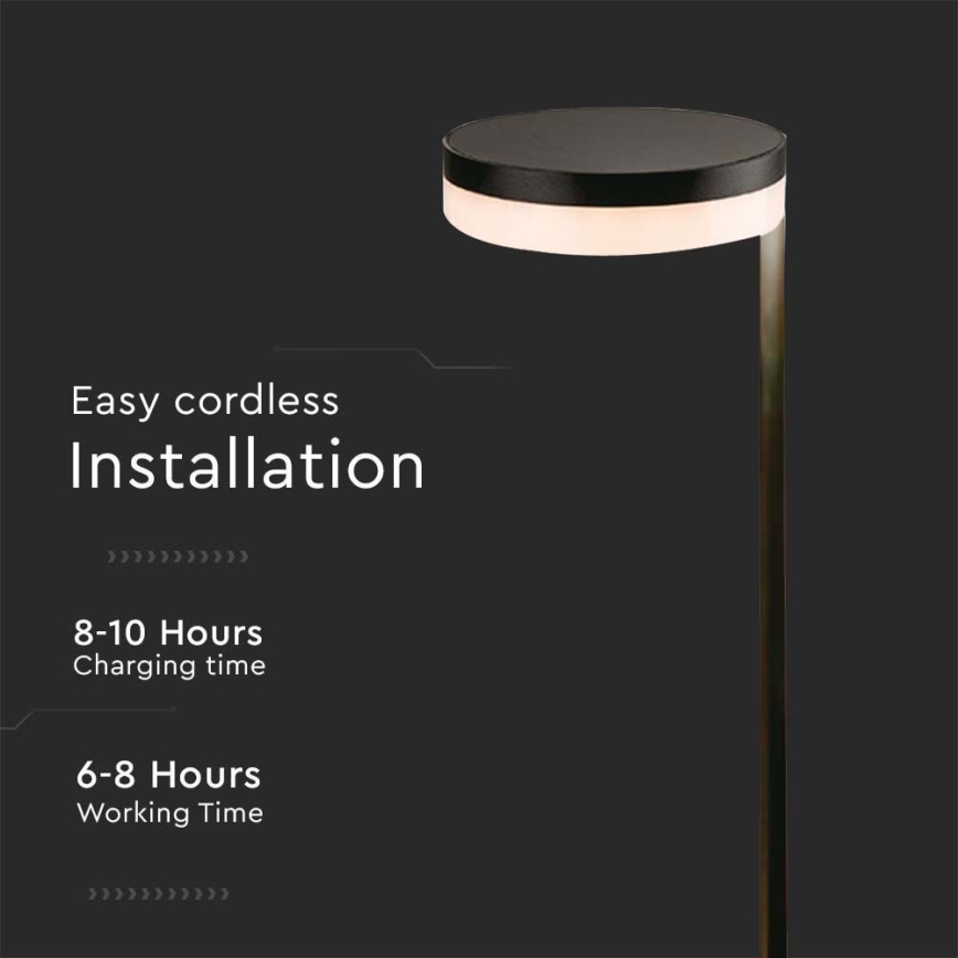 LED Vanjska solarna lampa LED/2W/3,7V 3000K IP54 2000 mAh crna
