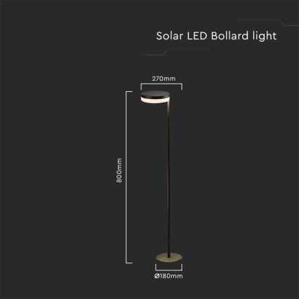 LED Vanjska solarna lampa LED/2W/3,7V 3000K IP54 crna