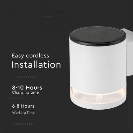 LED Vanjska solarna zidna svjetiljka LED/1W/3,7V 3000K IP54 1200 mAh bijela