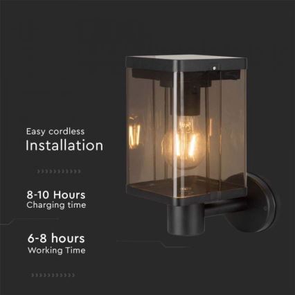 LED Vanjska solarna zidna svjetiljka sa senzorom LED/2,5W/3,7V 3000K IP54 2000 mAh