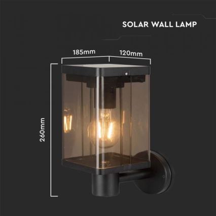LED Vanjska solarna zidna svjetiljka sa senzorom LED/2,5W/3,7V 3000K IP54 2000 mAh