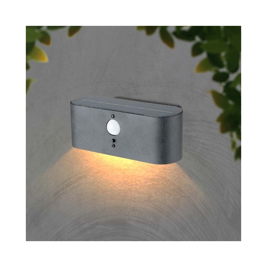 LED Vanjska solarna zidna svjetiljka sa senzorom LED/2,5W/3,7V 3000K IP54