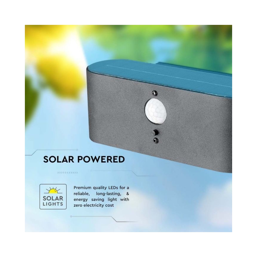 LED Vanjska solarna zidna svjetiljka sa senzorom LED/2,5W/3,7V 3000K IP54
