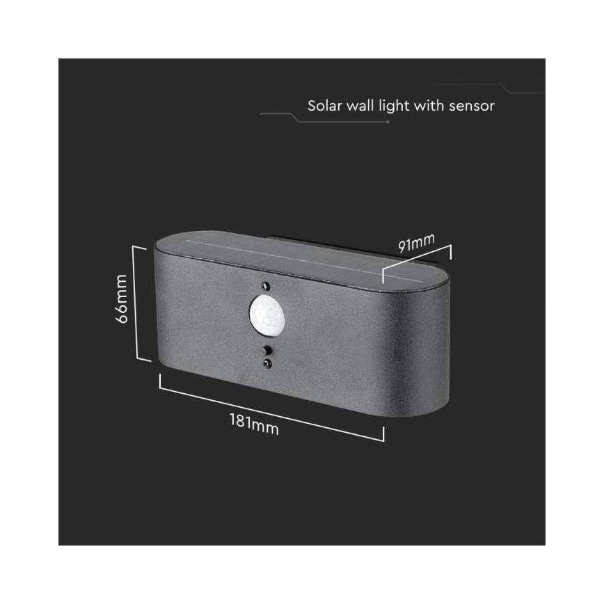 LED Vanjska solarna zidna svjetiljka sa senzorom LED/2,5W/3,7V 3000K IP54