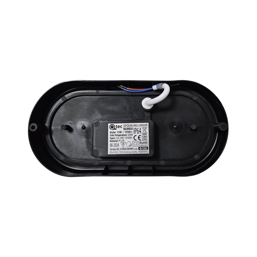LED Vanjska stropna svjetiljka LED/15W/230V 4200K 20x9,8 cm IP64 crna