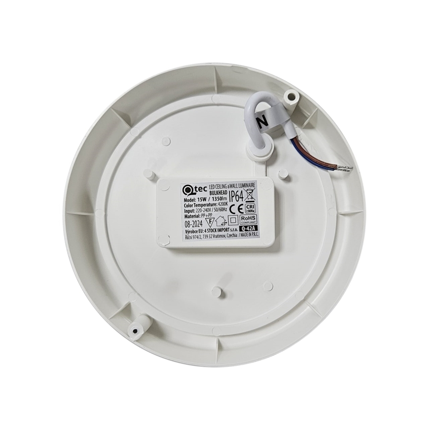 LED Vanjska stropna svjetiljka LED/15W/230V 4200K pr. 15,5 cm IP64 bijela