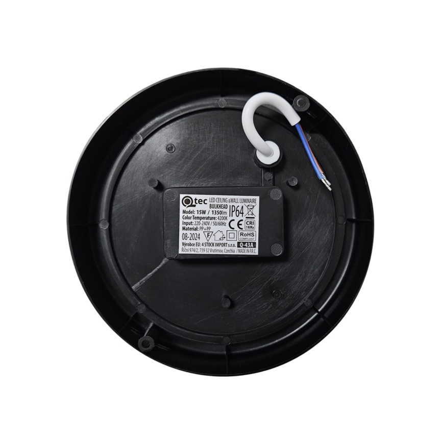 LED Vanjska stropna svjetiljka LED/15W/230V 4200K pr. 15,5 cm IP64 crna