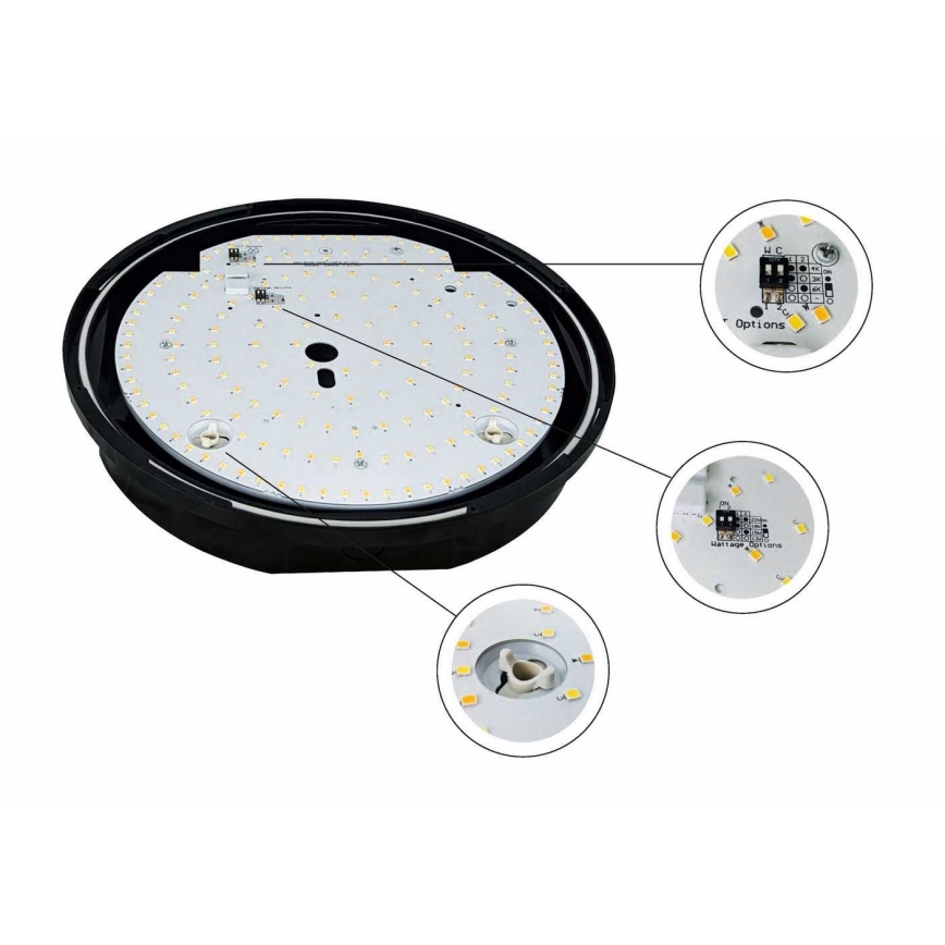 LED Prigušiva vanjska stropna svjetiljka STROPY LED/12/15/18/22W/230V 3000/4000/6000K IP65 crna
