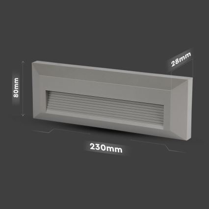 LED Vanjska stubišna svjetiljka LED/3W/230V 4000K IP65 siva