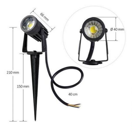 LED Vanjska svjetiljka LED/3W/230V 4000K IP67 crna