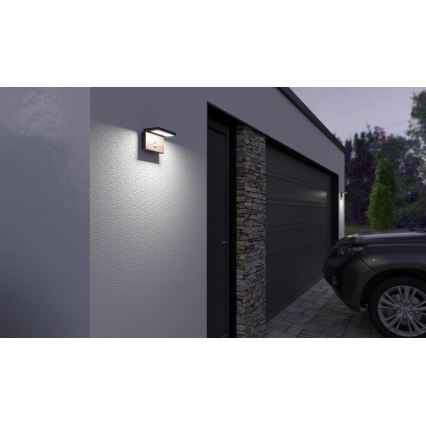 LED Vanjska zidna svjetiljka sa senzorom NATURA LED/12W/230V 4000K IP54 smeđa/antracit