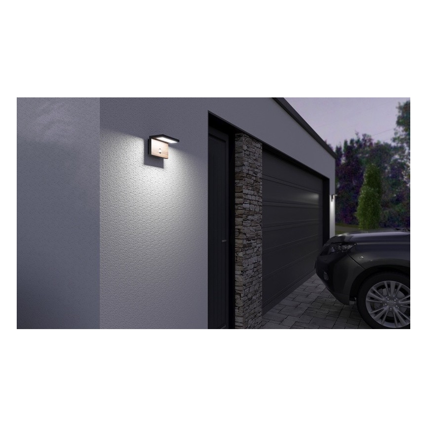LED Vanjska zidna svjetiljka sa senzorom NATURA LED/12W/230V 4000K IP54 smeđa/antracit