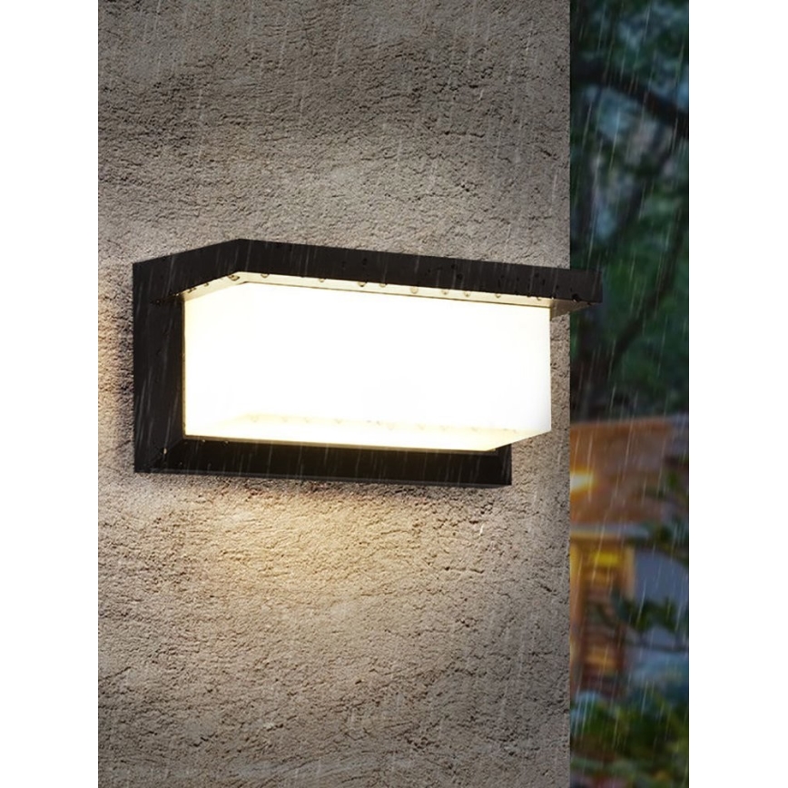LED Vanjska zidna svjetiljka sa žaruljom koja ima senzor za dan/noć NEELY 1xE27/9W/230V IP54 crna