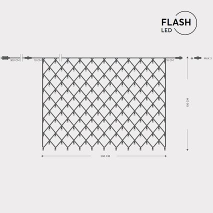 LED vanjska zavjesa NET 240xLED/7,2W/230V 1,5x2 m IP44 topla bijela