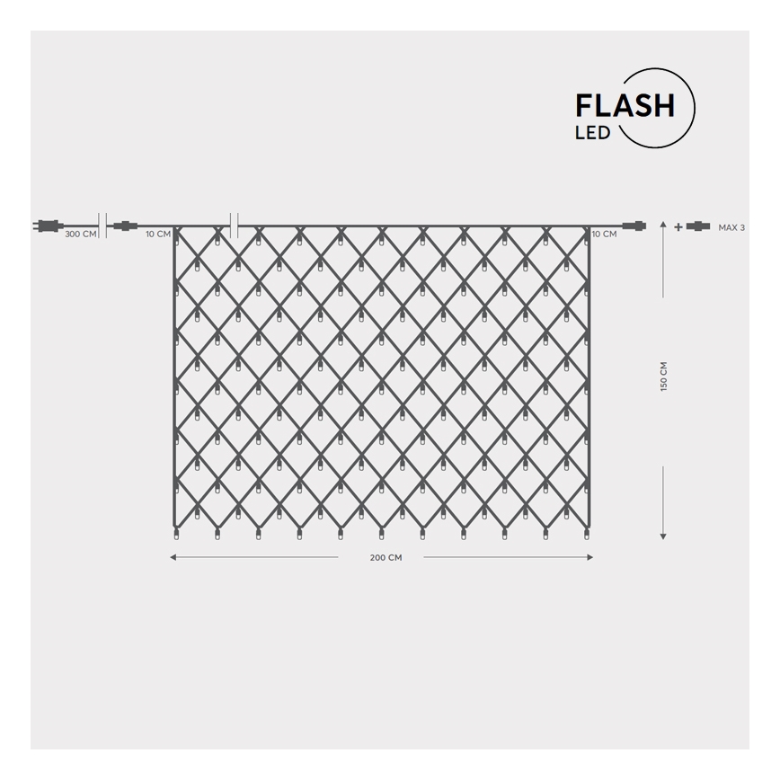 LED vanjska zavjesa NET 240xLED/7,2W/230V 1,5x2 m IP44 topla bijela