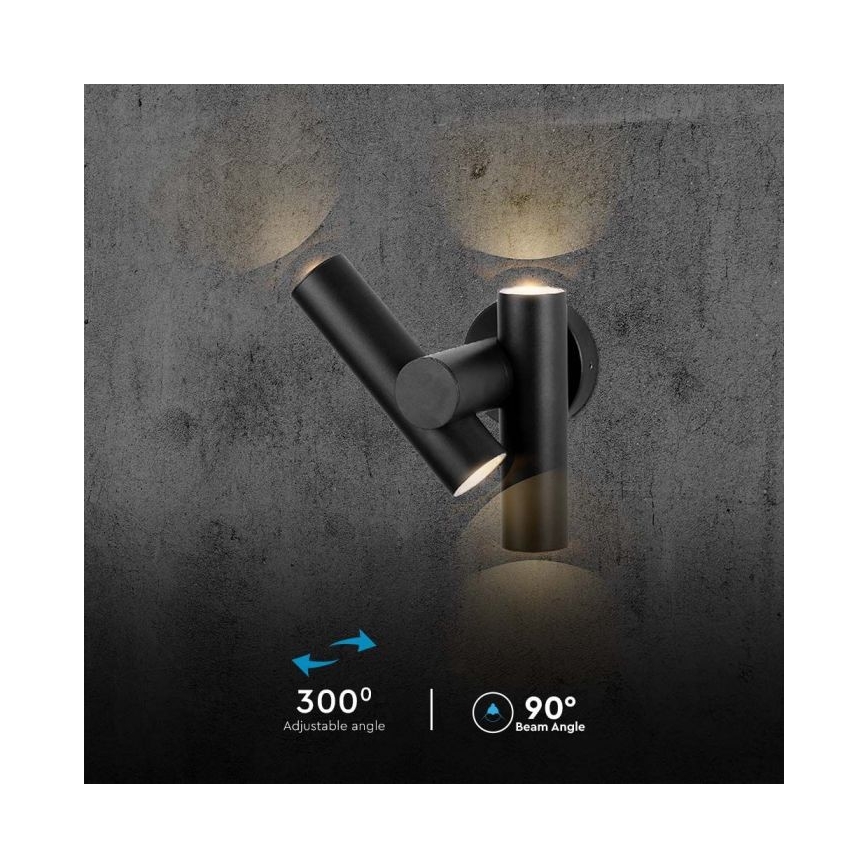 LED Vanjska zidna fleksibilna spot svjetiljka 2xLED/3W/230V 4000K IP44 crna