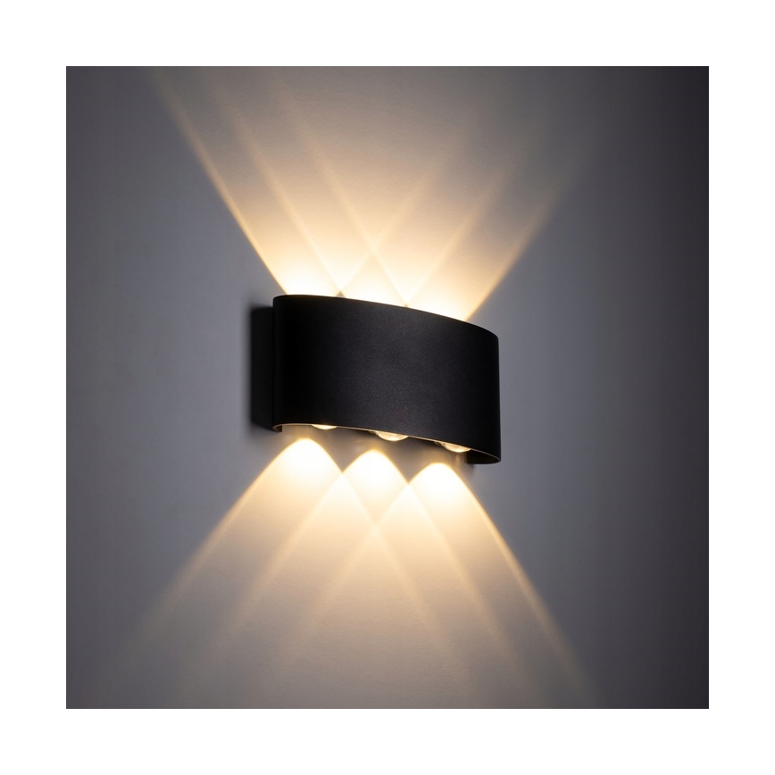 LED Vanjska zidna svjetiljka ARROW 6xLED/1W/230V IP54 crna