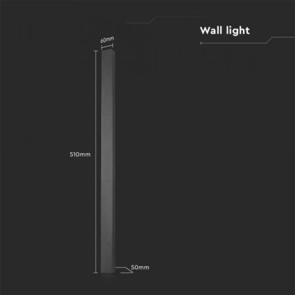 LED vanjska zidna svjetiljka LED/10W/230V 4000K IP65 51 cm crna