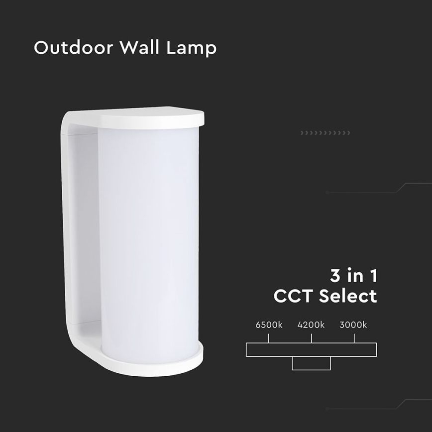 LED Vanjska zidna svjetiljka LED/12W/230V 3000/4200/6500K IP65 bijela