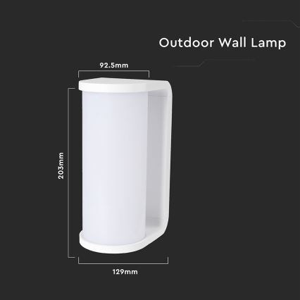 LED Vanjska zidna svjetiljka LED/12W/230V 3000/4200/6500K IP65 bijela