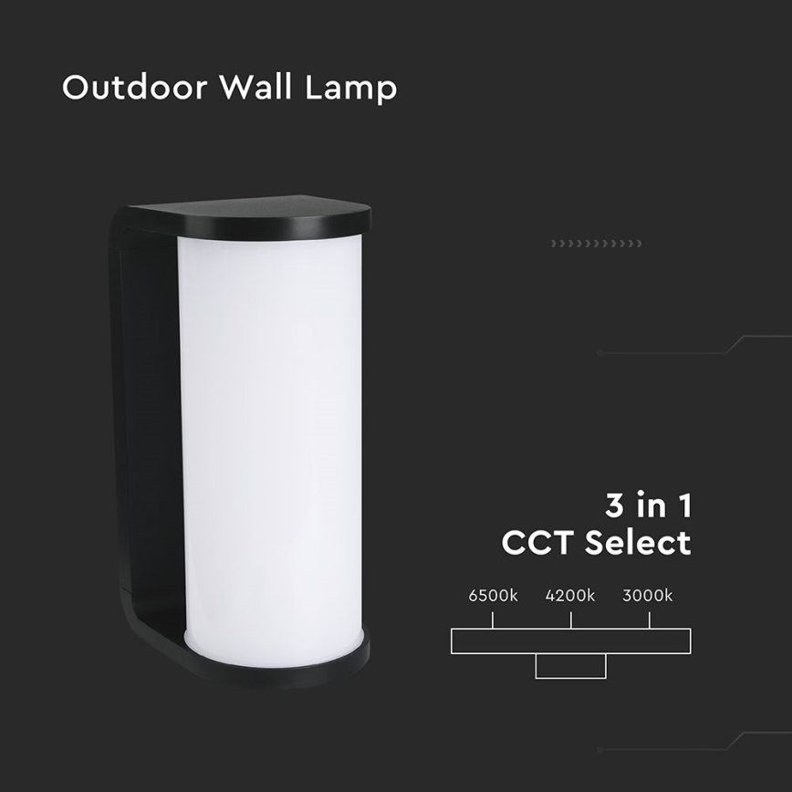 LED Vanjska zidna svjetiljka LED/12W/230V 3000/4200/6500K IP65 crna