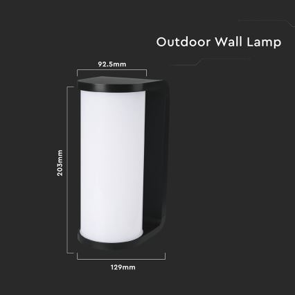 LED Vanjska zidna svjetiljka LED/12W/230V 3000/4200/6500K IP65 crna
