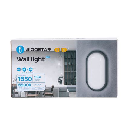 LED Vanjska zidna svjetiljka LED/15W/230V 6500K crna IP65