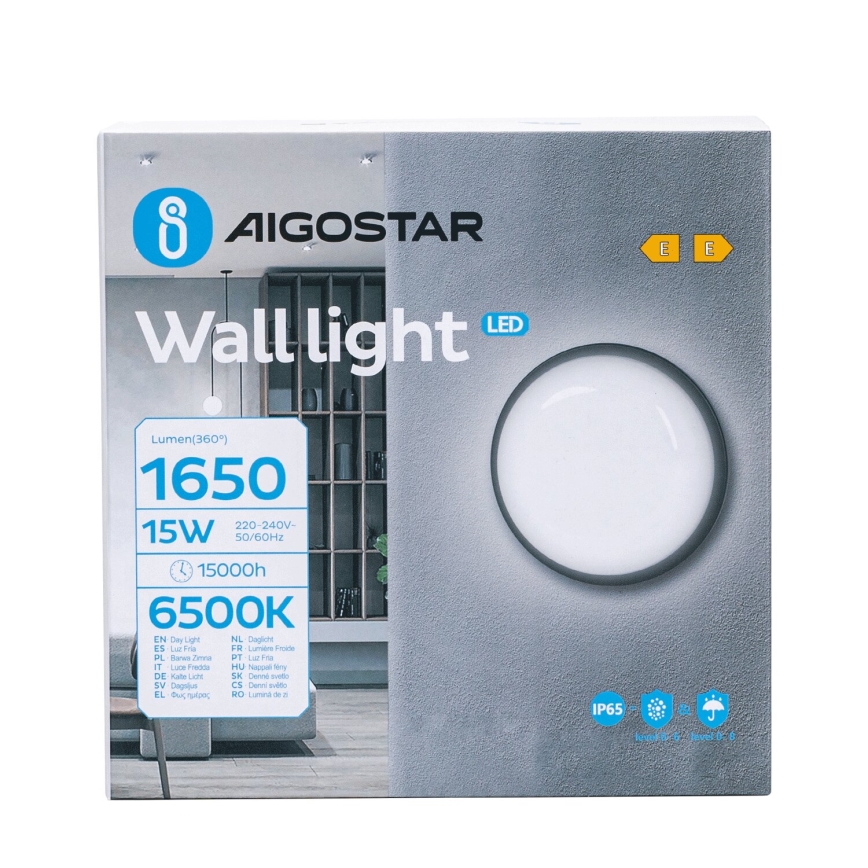 LED Vanjska zidna svjetiljka LED/15W/230V 6500K pr. 15,5 cm crna IP65