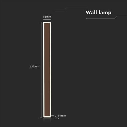 LED Vanjska zidna svjetiljka LED/17W/230V 4000K IP65 smeđa