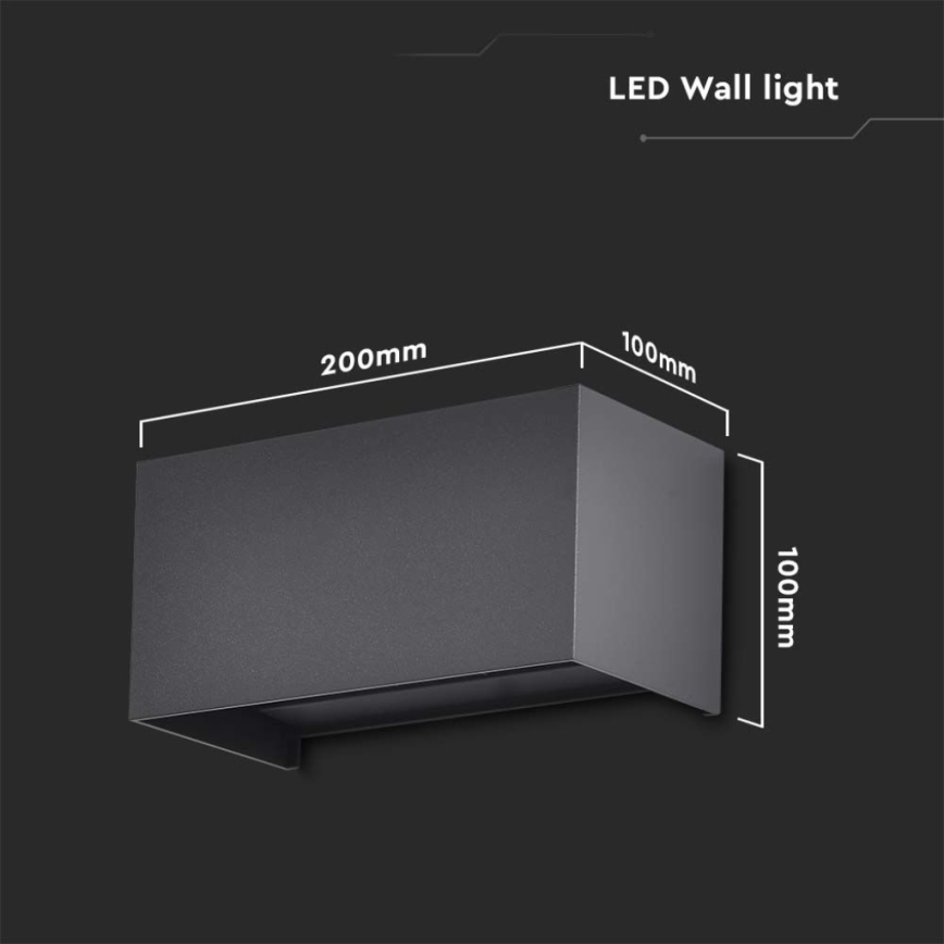 LED vanjska zidna svjetiljka LED/24W/230V 4000K IP65 crna
