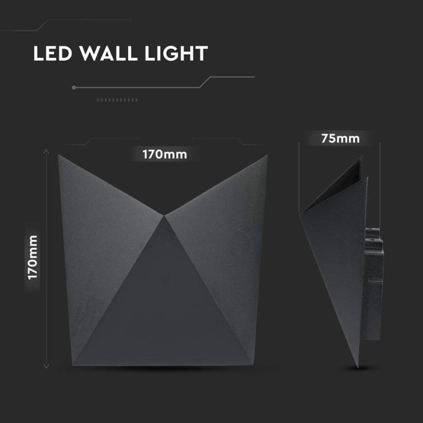 LED Vanjska zidna svjetiljka LED/5W/230V 3000K IP65 crna