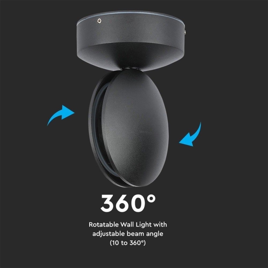 LED Vanjska zidna fleksibilna svjetiljka LED/7W/230V 4000K IP65 crna