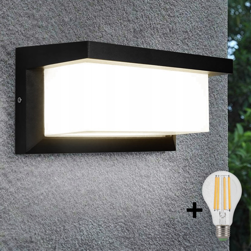LED Vanjska zidna svjetiljka NEELY 1xE27/9W/230V 3000K IP54 crna