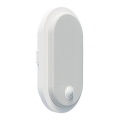 LED vanjska zidna svjetiljka OVAL s senzorom pokreta i sumraka LED/10W/230V IP65 bijela