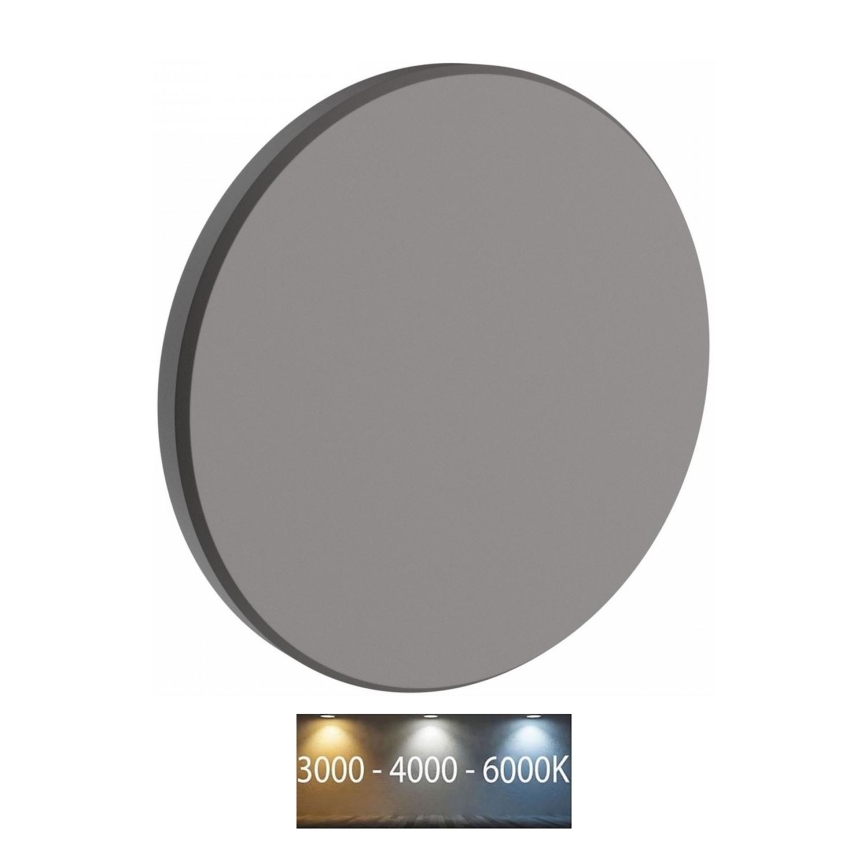 LED Vanjska zidna svjetiljka PIATTA LED/18W/230V 3000/4000/6000K pr. 25 cm IP44 siva