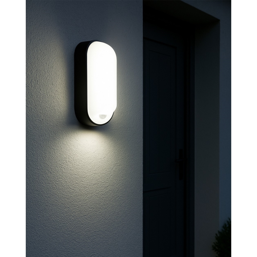 Prigušivo LED vanjsko zidno svjetlo sa senzorom pokreta LED/12/15/18W/230V 3000K/4000K/6500K IP65 crna/bijela