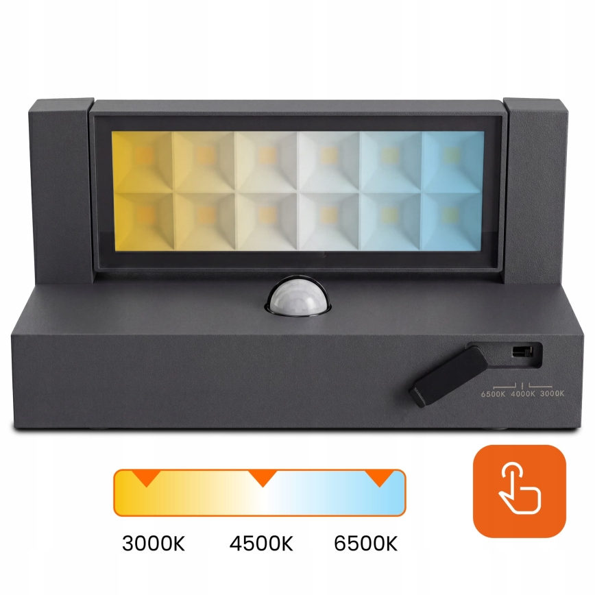 LED vanjsko zidno svjetlo sa senzorom pokreta i sumraka LED/25W/230V 3000/4000/6500K IP54 crna