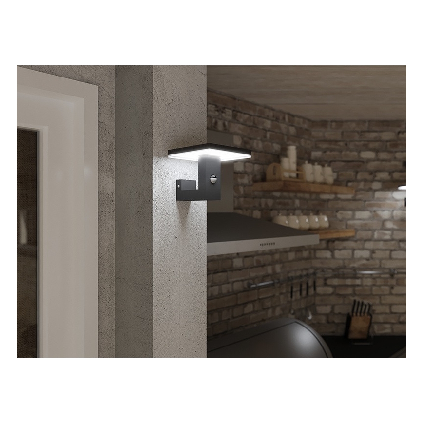 LED Vanjska zidna svjetiljka sa senzorom BARI LED/10W/230V 4000K IP54 antracit