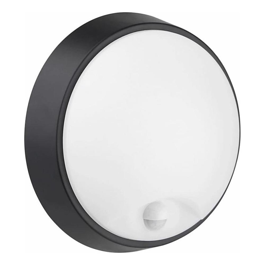 LED Vanjska zidna svjetiljka sa senzorom LED/12W/230V 3000/4000/6500K IP65 crna