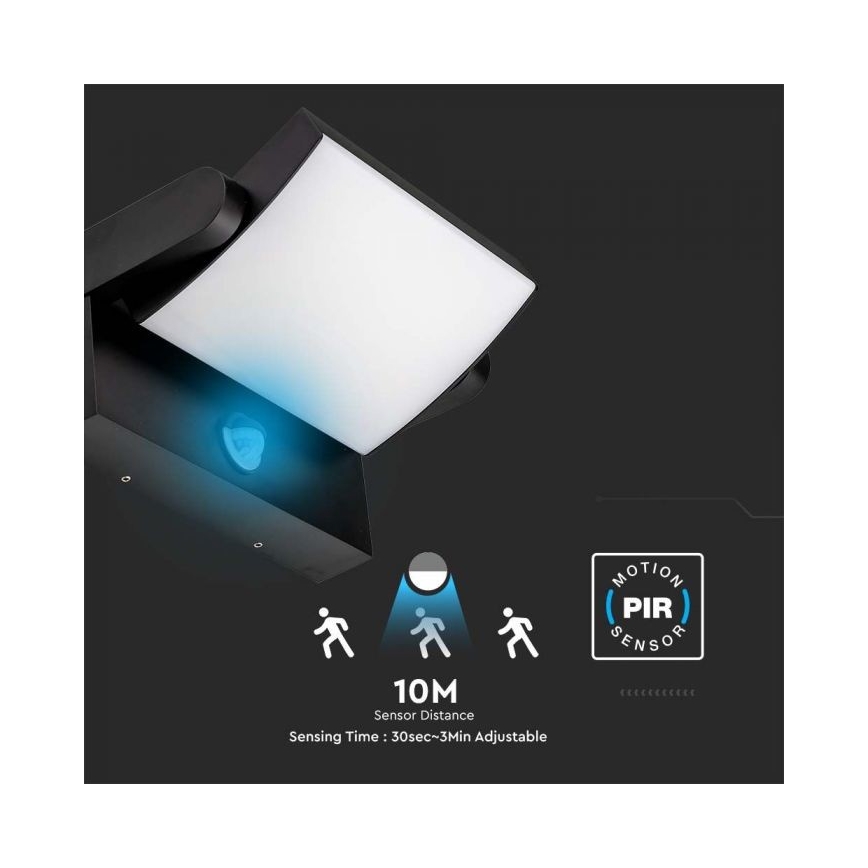 LED Vanjska zidna svjetiljka sa senzorom LED/17W/230V 4000K IP65 crna