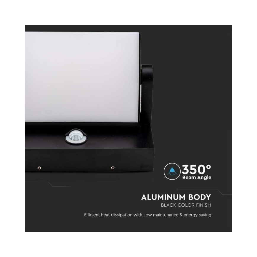 LED Vanjska zidna svjetiljka sa senzorom LED/17W/230V 4000K IP65 crna