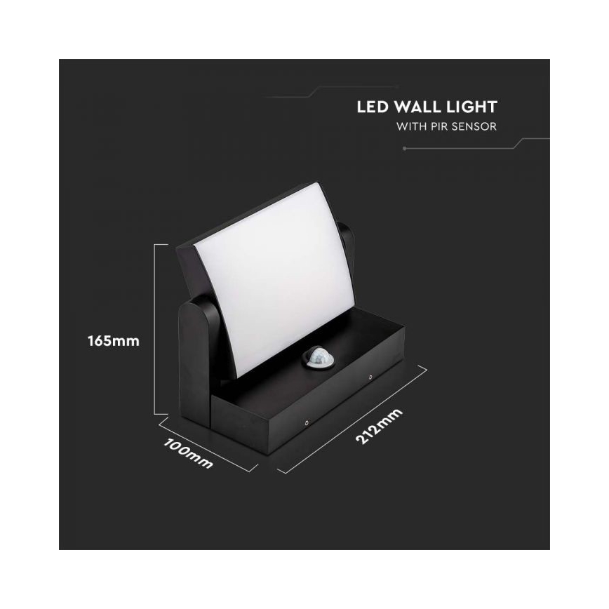 LED Vanjska zidna svjetiljka sa senzorom LED/17W/230V 4000K IP65 crna