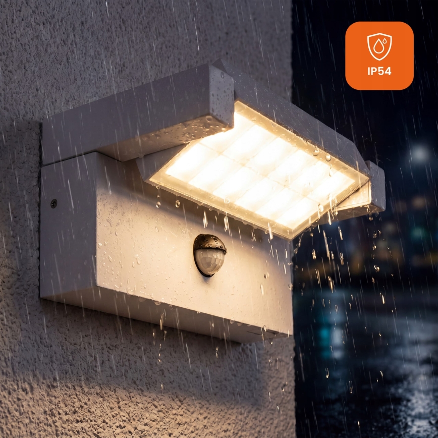 LED vanjsko zidno svjetlo sa senzorom pokreta i sumraka LED/25W/230V 3000/4000/6500K IP54 bijelo